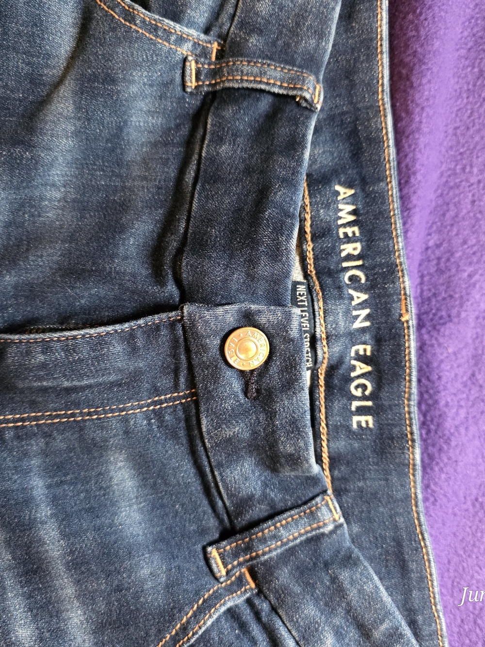 American Eagle Outfitters Blue Denim Jeans with Copper Stitching